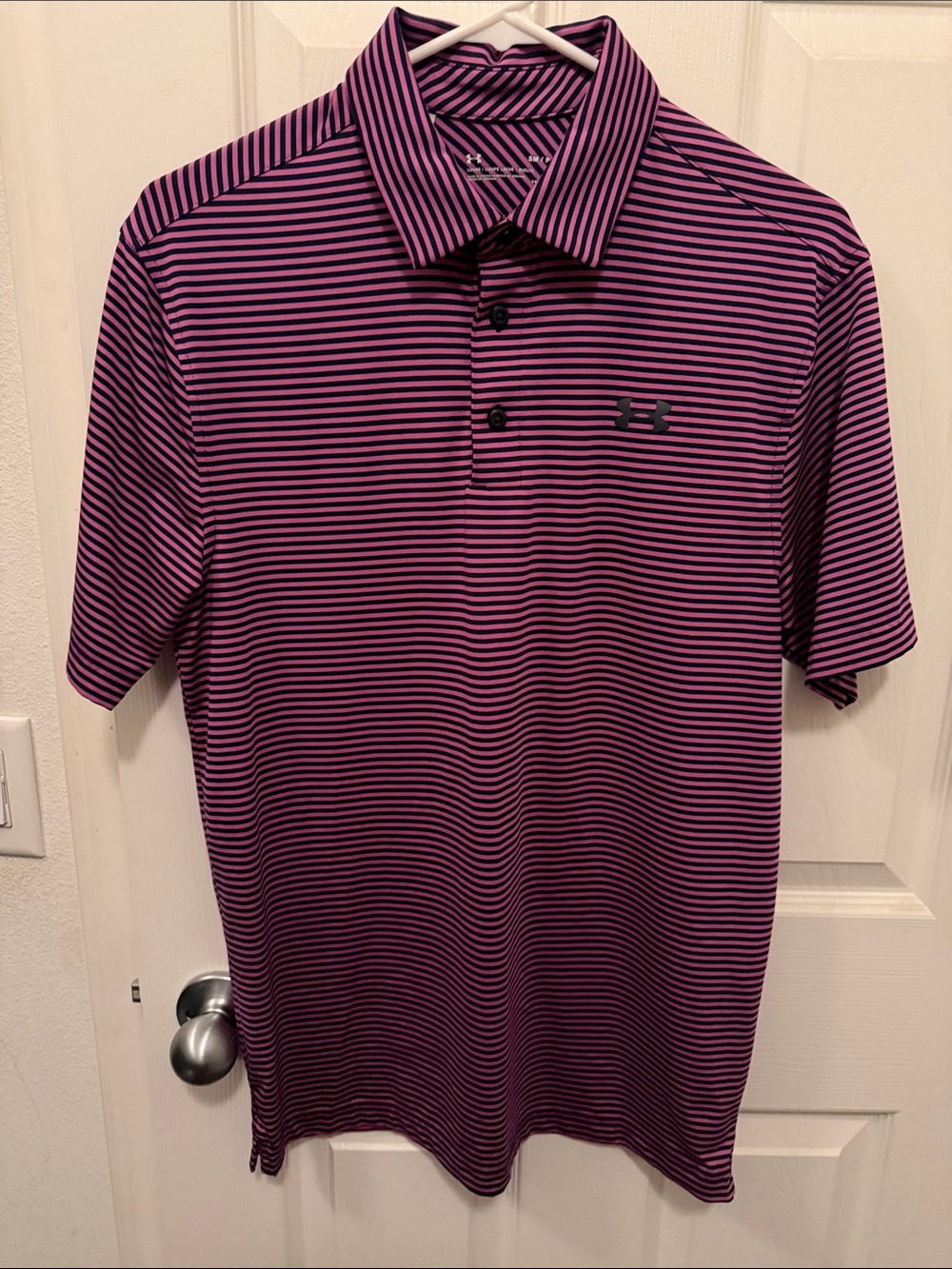Under Armour Men’s Purple and Black Striped Polo